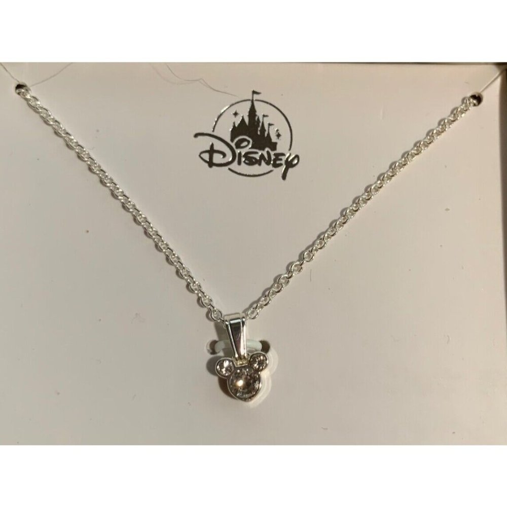 Mickey Mouse Swarovski Crystal Silver Necklace